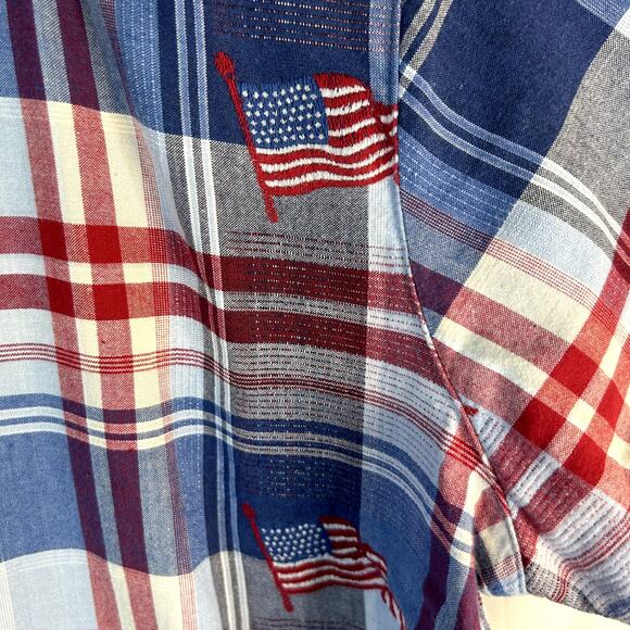 Angelique Size Medium Red White Blue Short sleeve top blouse vintage women - Picture 5 of 7